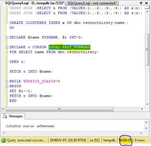 Performance improvement of cursor SQL Server Cursor-Loca-Fast-Forward