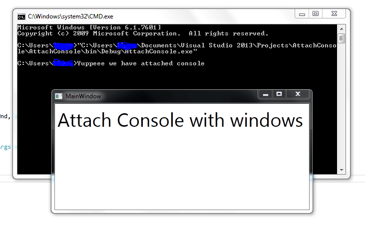 Attach Console with WPF application