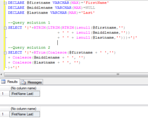 Concat First Middle and Last name in Sql - Techno Thirsty