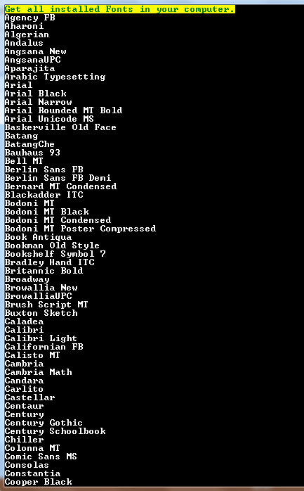 GetAllInstalledFonts